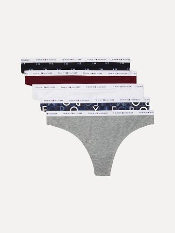 Női Tommy Hilfiger Pamut Classic 5PK Thongs Szürke | HU 564XYU